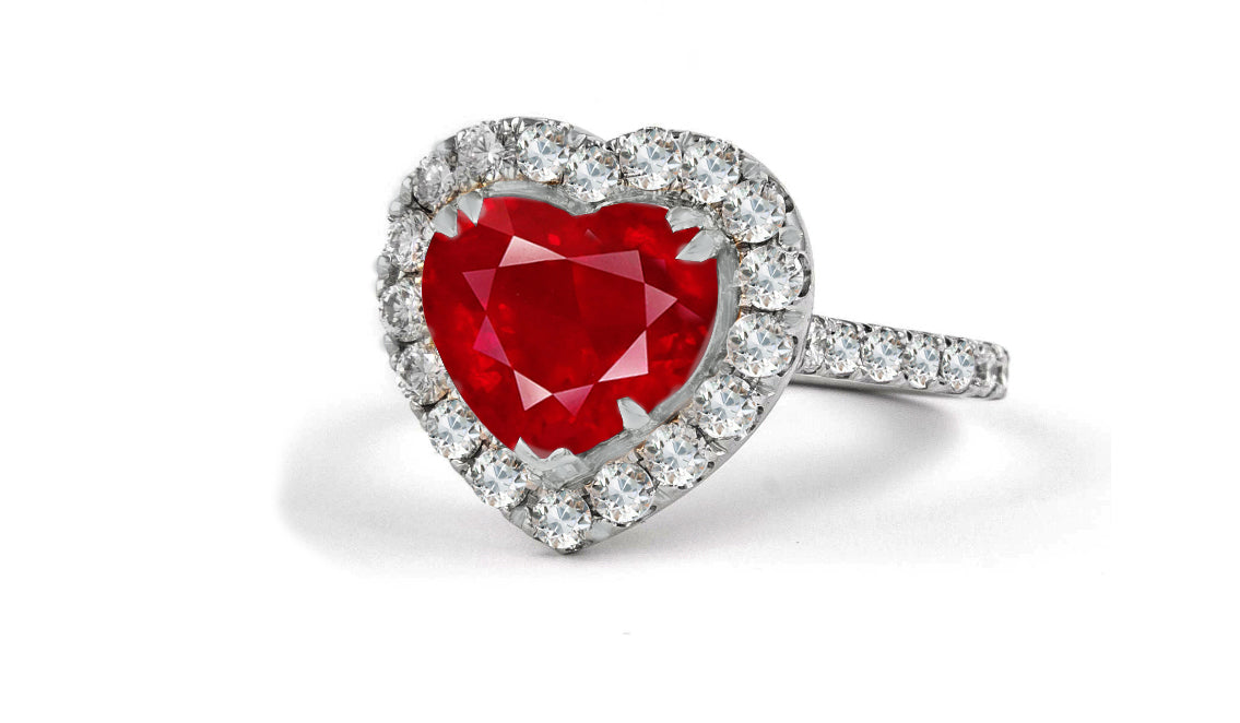 9 custom made ruby and diamond vintage halo engagement rings
