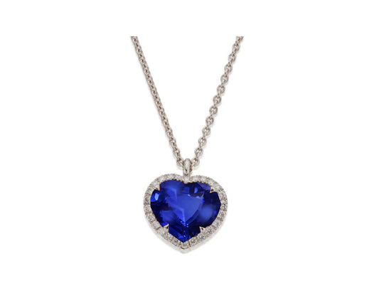 9 custom unique heart blue sapphire and diamond halo pendants