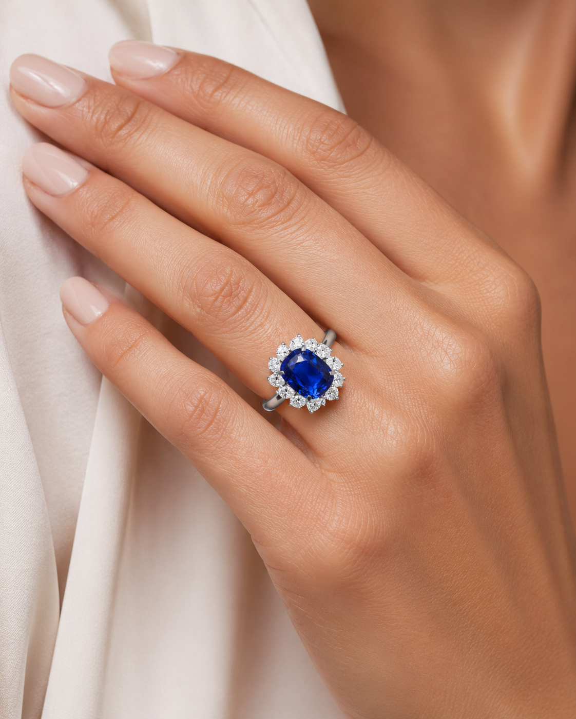 New 2026 2 custom made unique affordable blue sapphire diamond accents engagement rings
