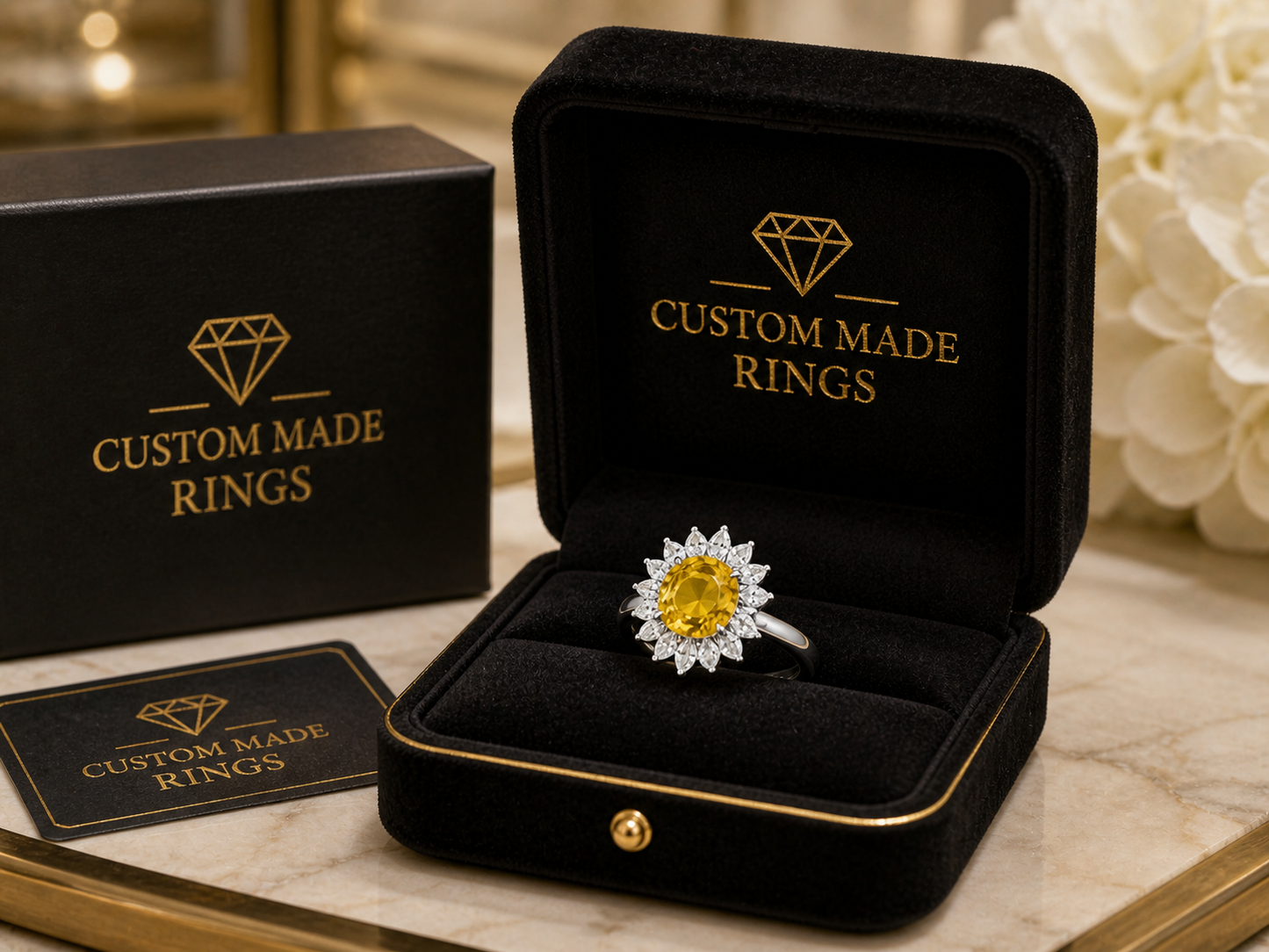 New 2026 14 custom made unique affordable yellow sapphire diamond accents engagement rings