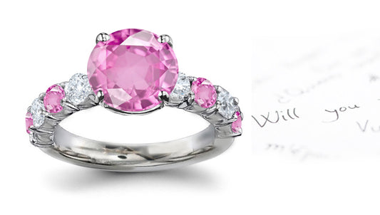 engagement ring with pink sapphires and diamonds