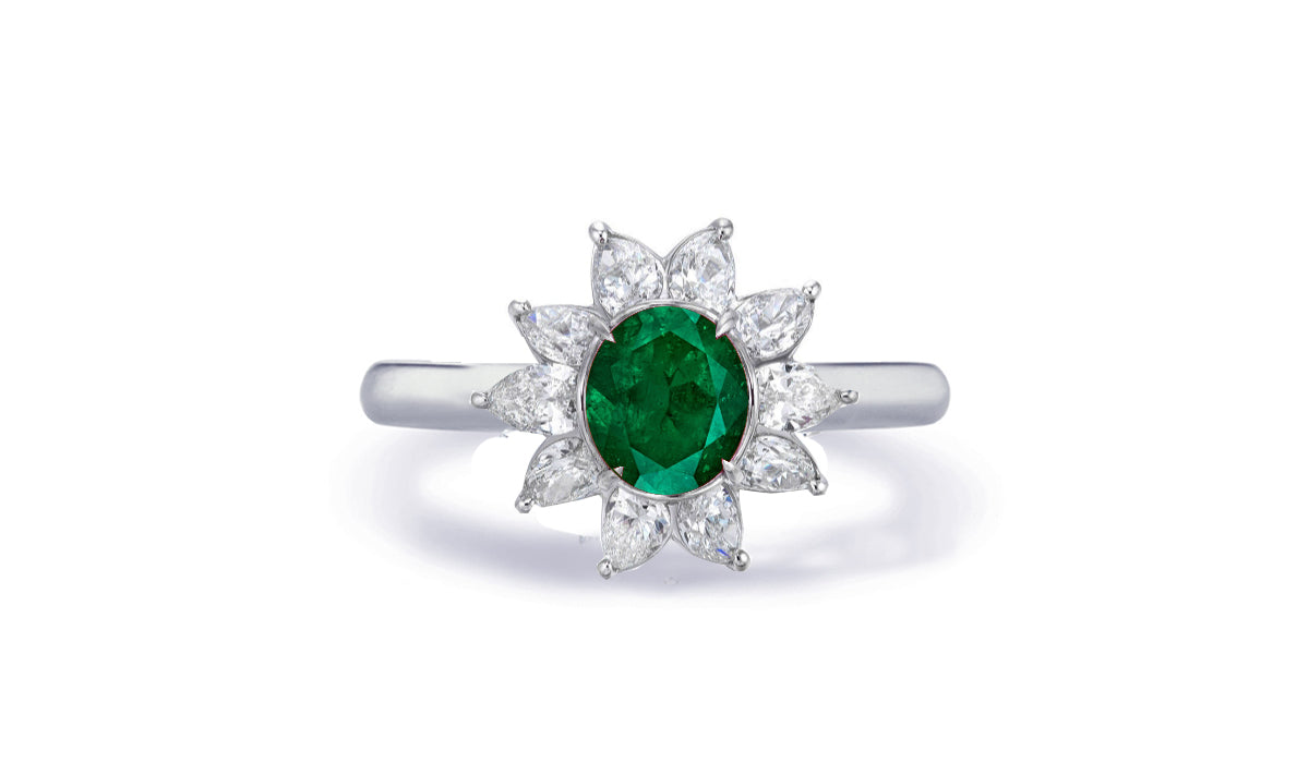 Custom made antique vintage inspired emerald and diamond halo engagement rings 11