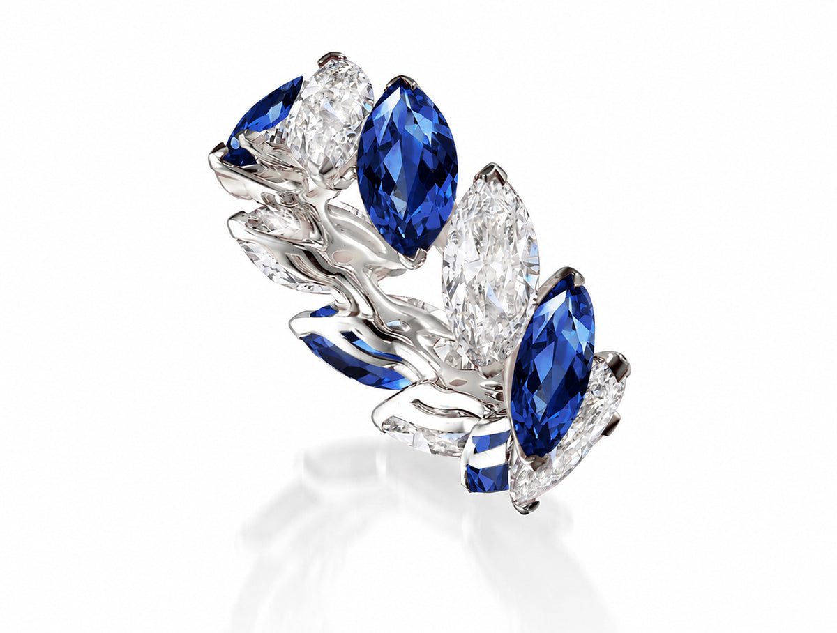 Custom made stackable diamond and blue sapphire anniversary eternity rings 2026 23