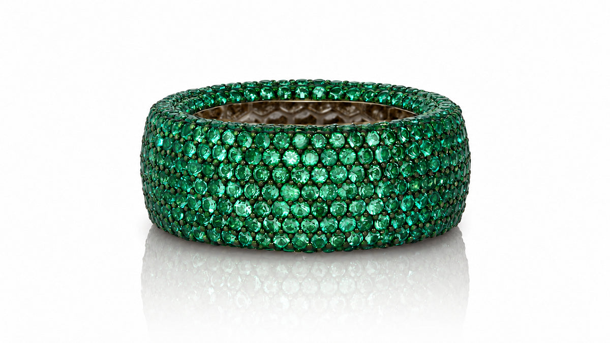 Custom made stackable diamond and emerald anniversary eternity rings 2026 10