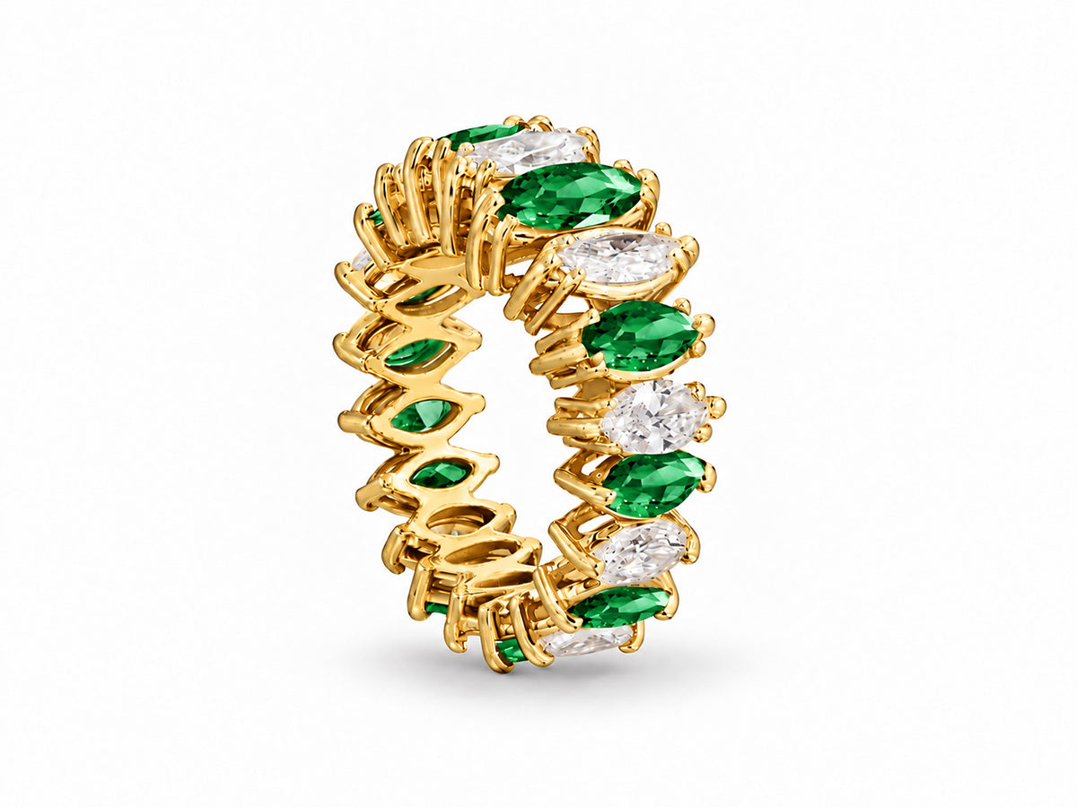 Custom made stackable diamond and emerald anniversary eternity rings 2026 13