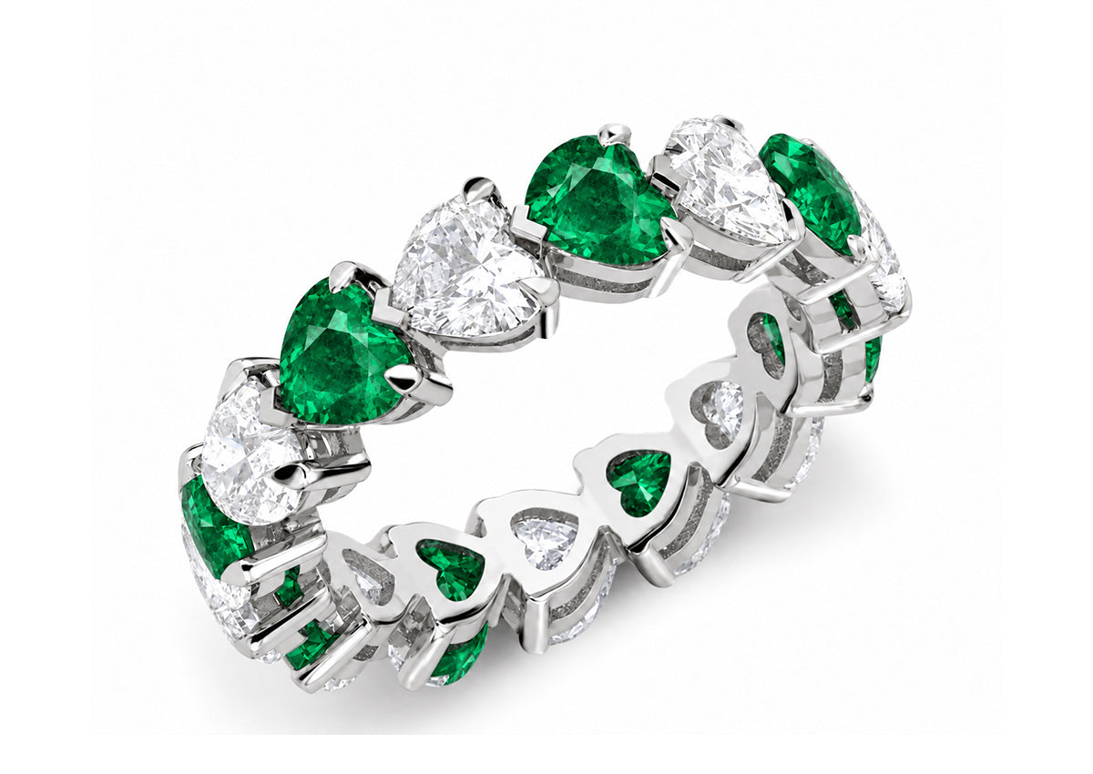 Custom made stackable diamond and emerald anniversary eternity rings 2026 16