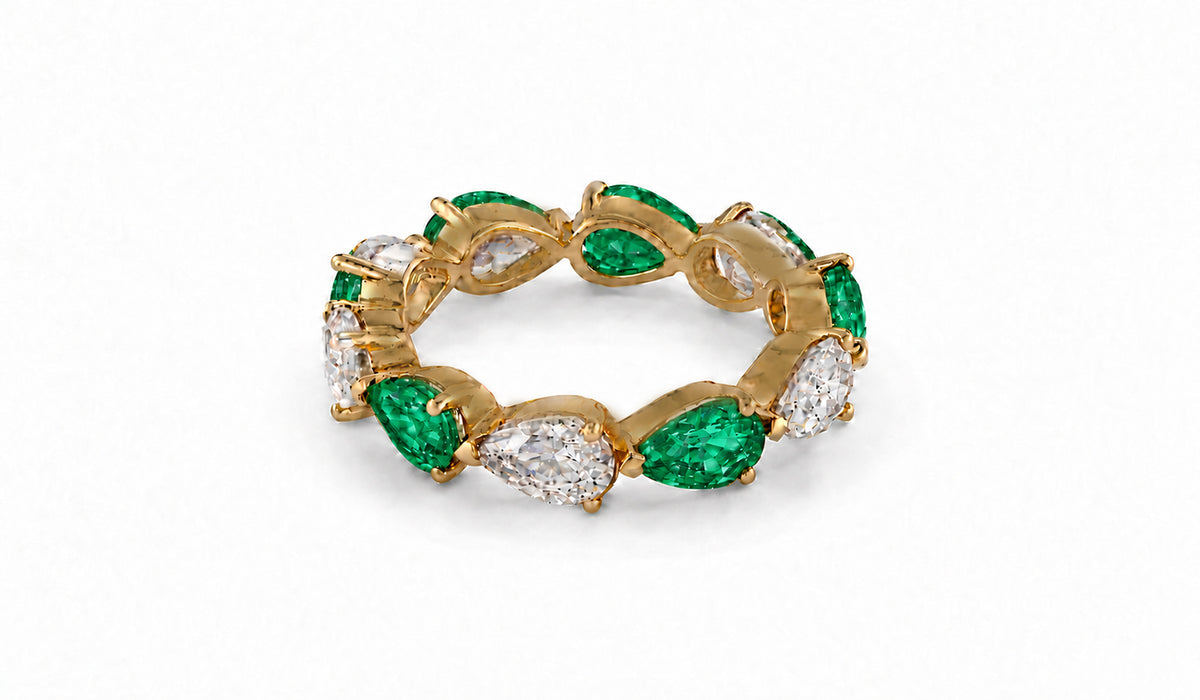 Custom made stackable diamond and emerald anniversary eternity rings 2026 20