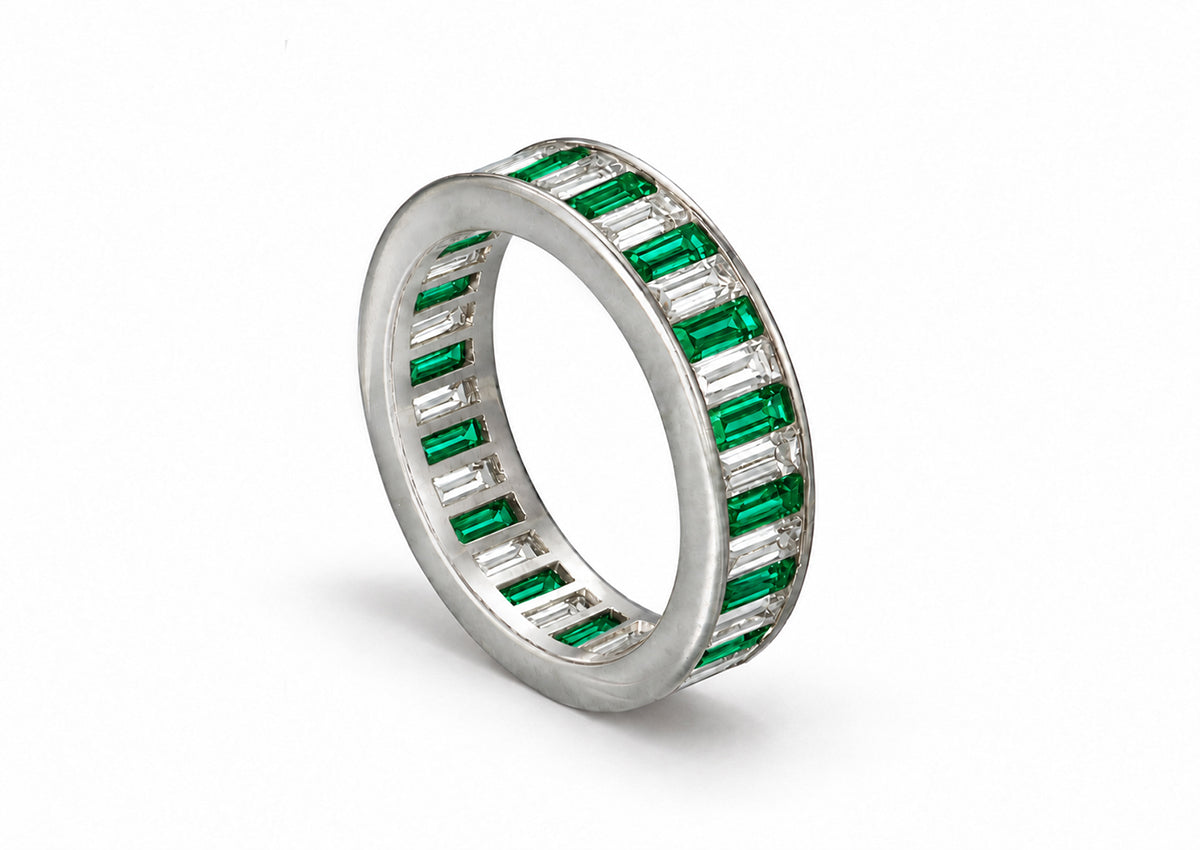 Custom made stackable diamond and emerald anniversary eternity rings 2026 26