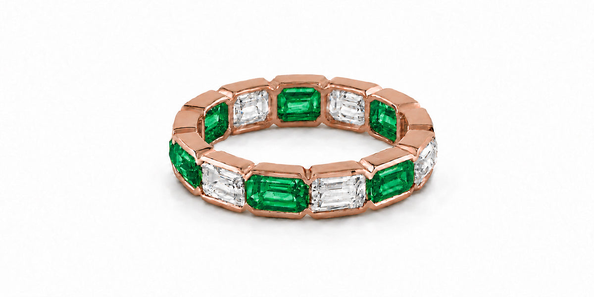 Custom made stackable diamond and emerald anniversary eternity rings 2026 27