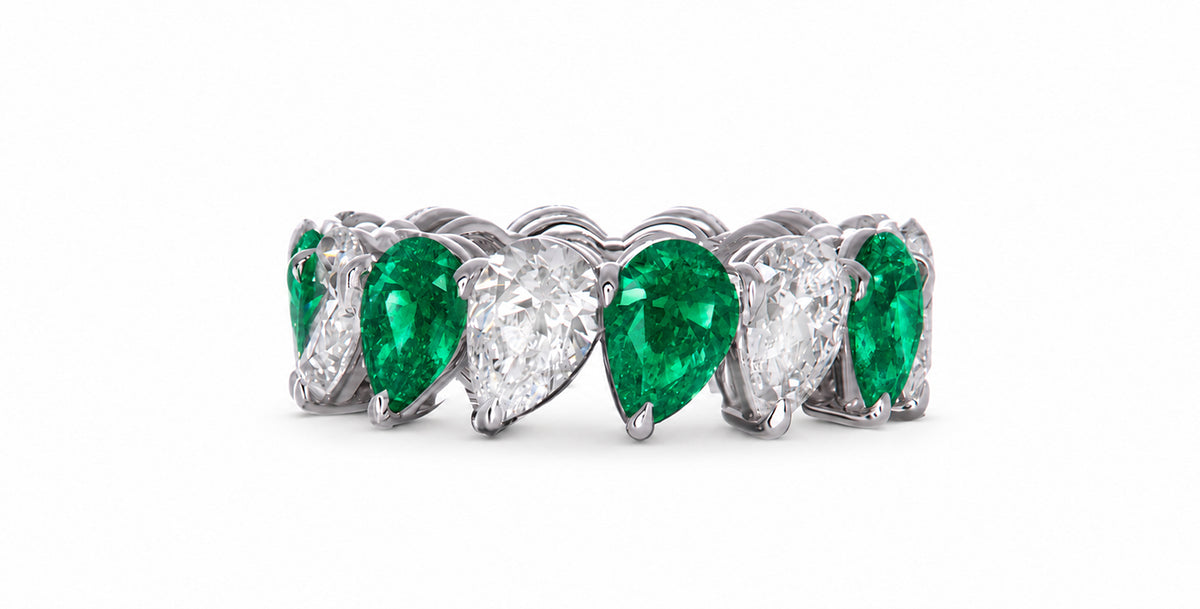 Custom made stackable diamond and emerald anniversary eternity rings 2026 29
