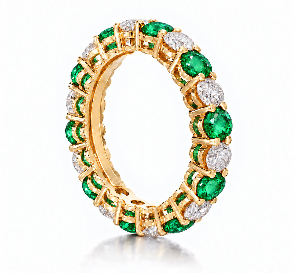 Custom made stackable diamond and emerald anniversary eternity rings 2026 33
