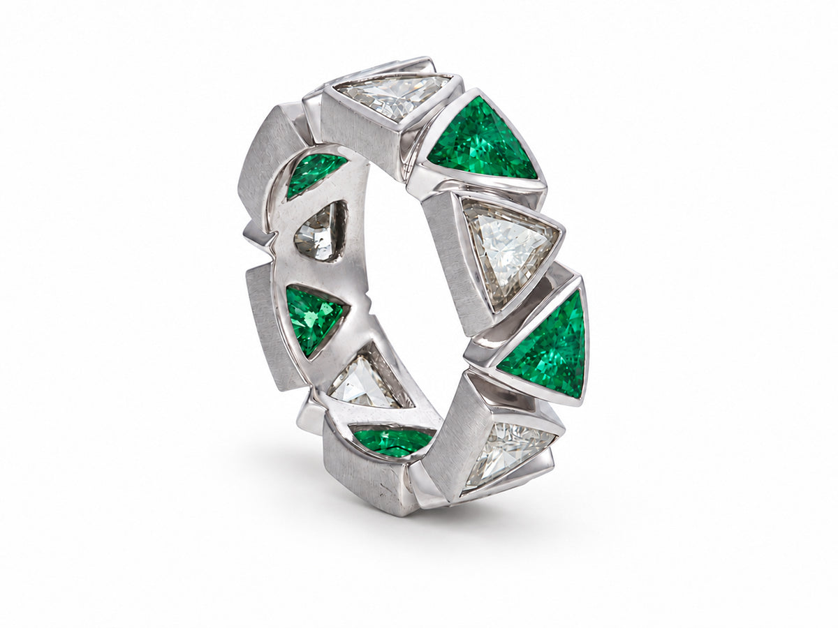 Custom made stackable diamond and emerald anniversary eternity rings 2026 6