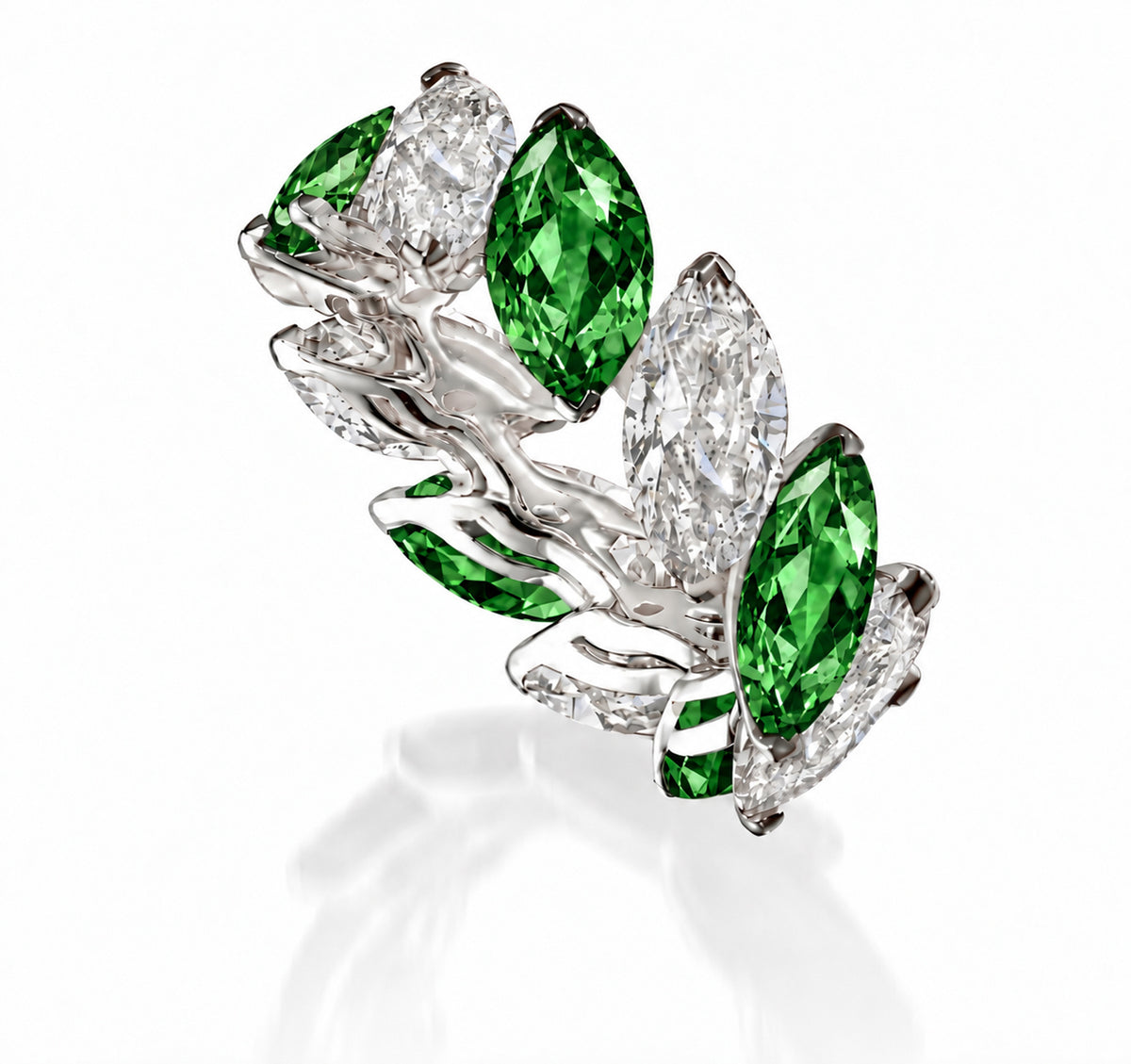 Custom made stackable diamond and green sapphire anniversary eternity rings 2026 23