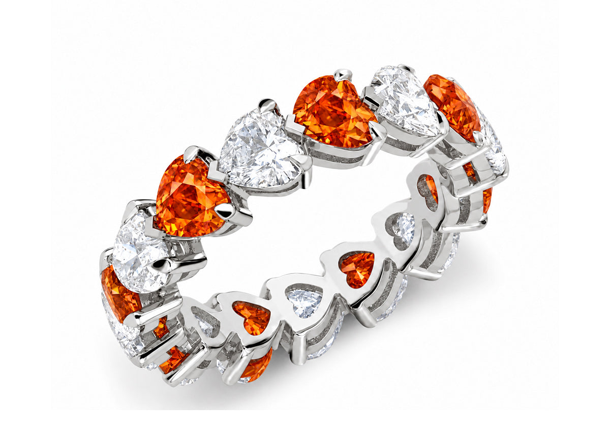 custom made stackable diamond and orange sapphire anniversary eternity rings 2026 16