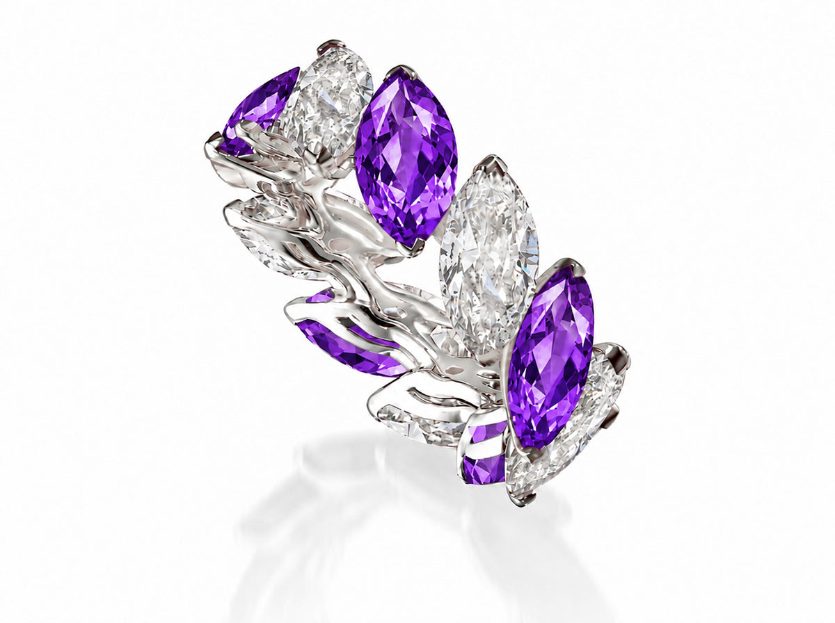 Custom made stackable diamond and purple sapphire anniversary eternity rings 2026 23