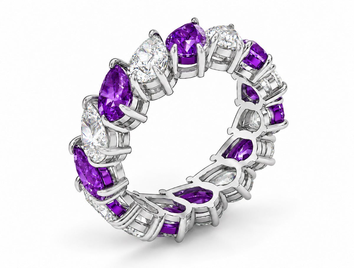 Custom made stackable diamond and purple sapphire anniversary eternity rings 2026 28