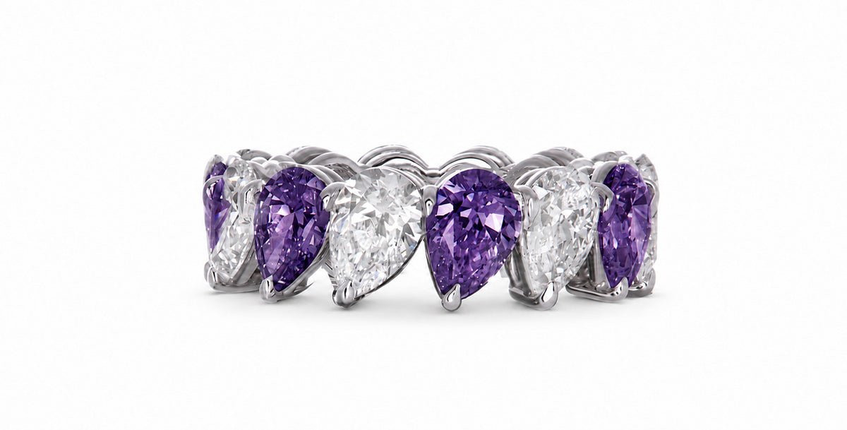 Custom made stackable diamond and purple sapphire anniversary eternity rings 2026 29