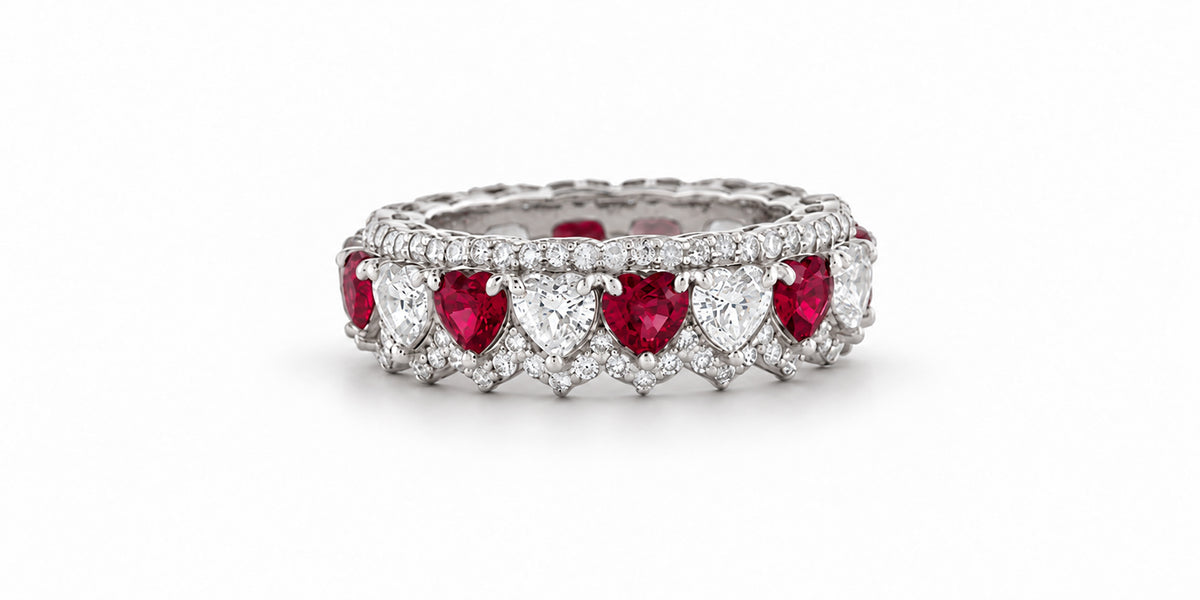 Custom made stackable diamond and ruby anniversary eternity rings 2026 12