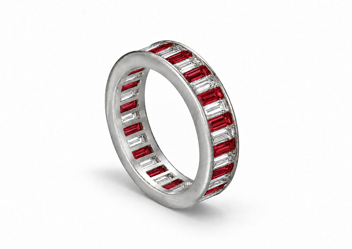 Custom made stackable diamond and ruby anniversary eternity rings 2026 26