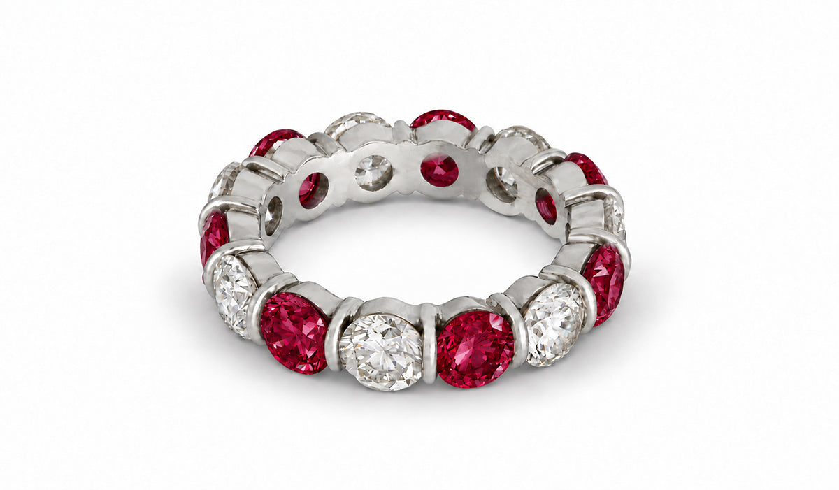 Custom made stackable diamond and ruby anniversary eternity rings 2026 37