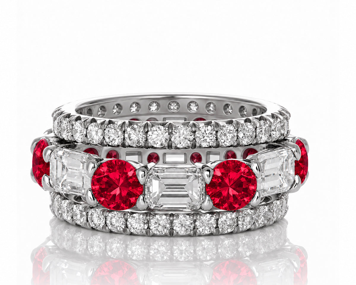 Custom made stackable diamond and ruby anniversary eternity rings 2026 39