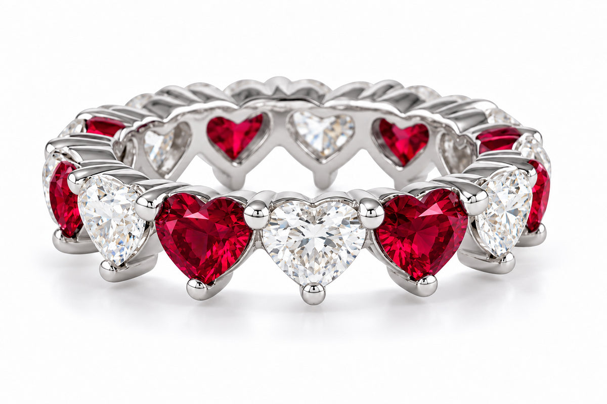 Custom made stackable diamond and ruby anniversary eternity rings 2026 4