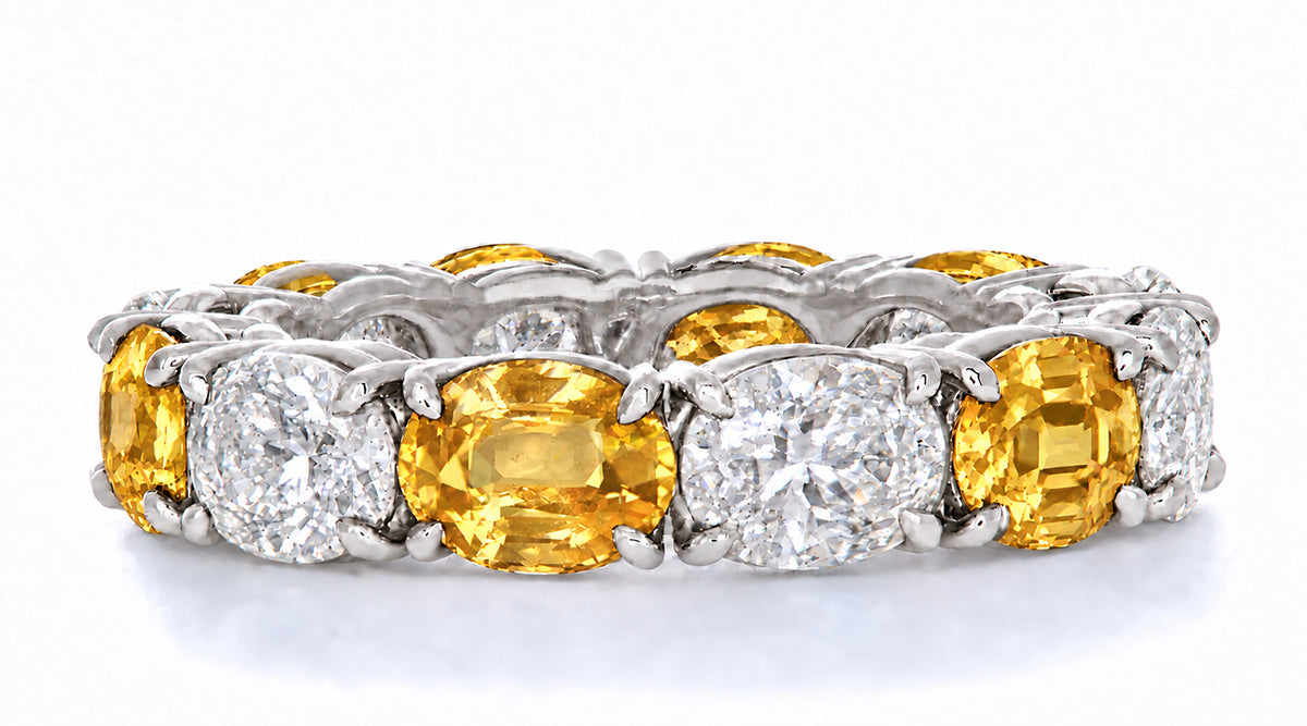 Custom made stackable diamond and yellow sapphire anniversary eternity rings 2026 19