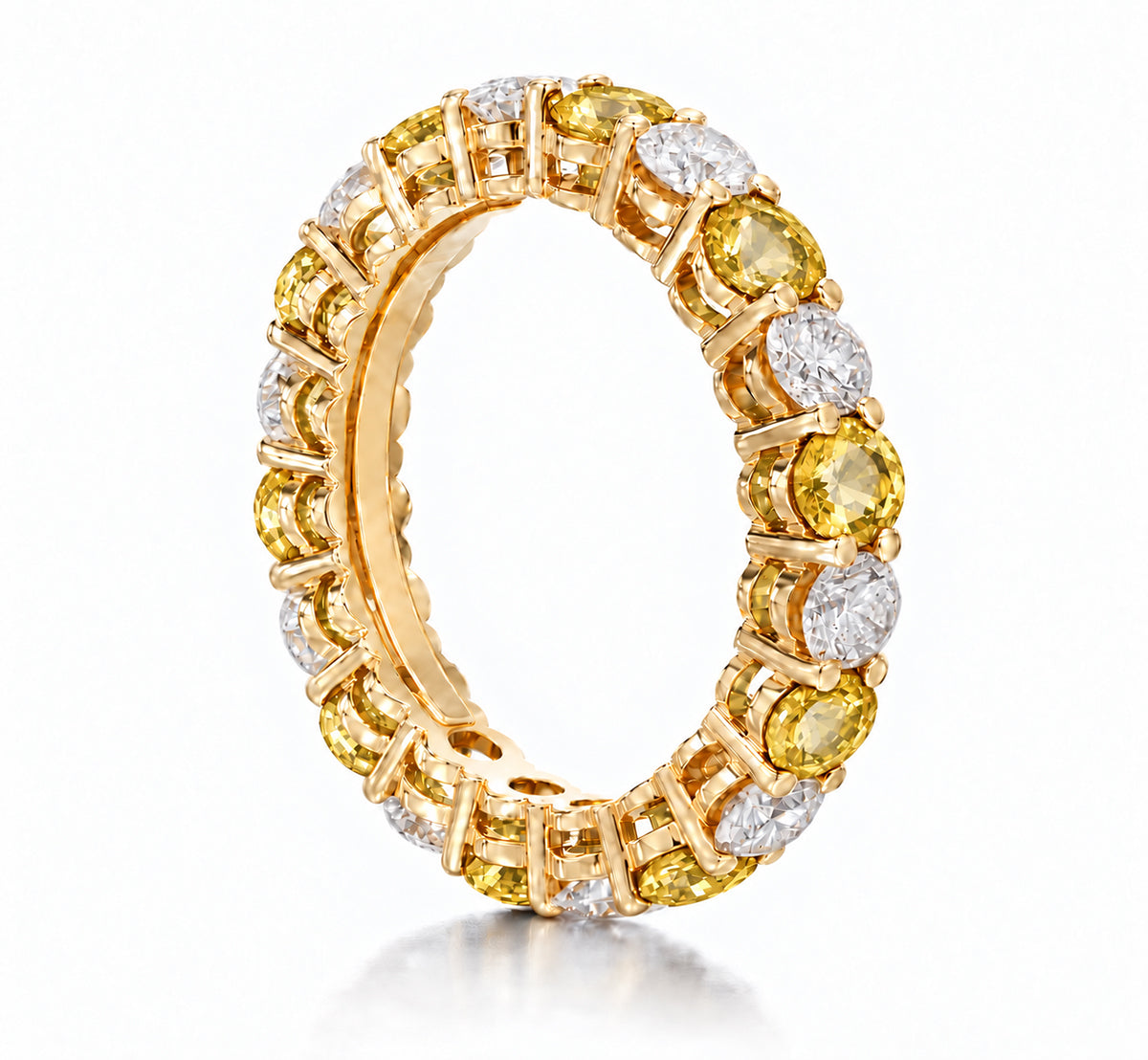 Custom made stackable diamond and yellow sapphire anniversary eternity rings 2026 33