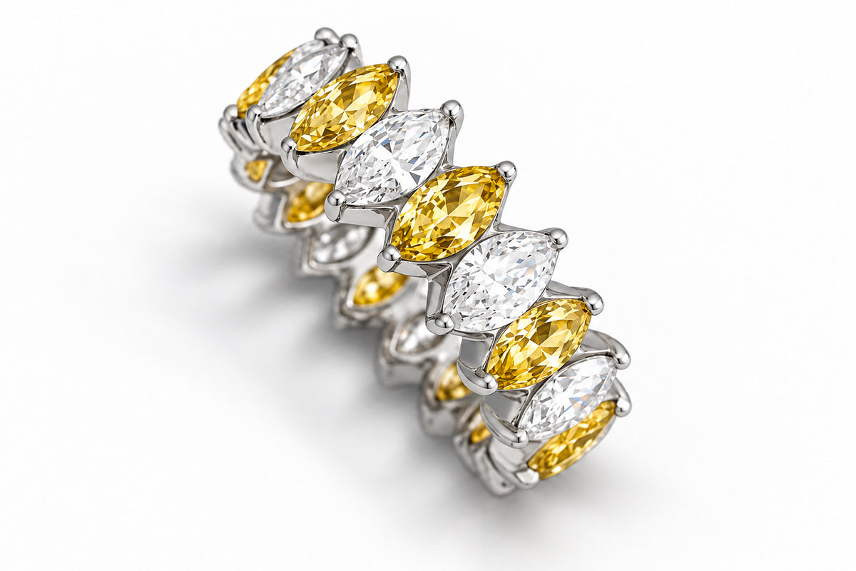 Custom made stackable diamond and yellow sapphire anniversary eternity rings 2026 5