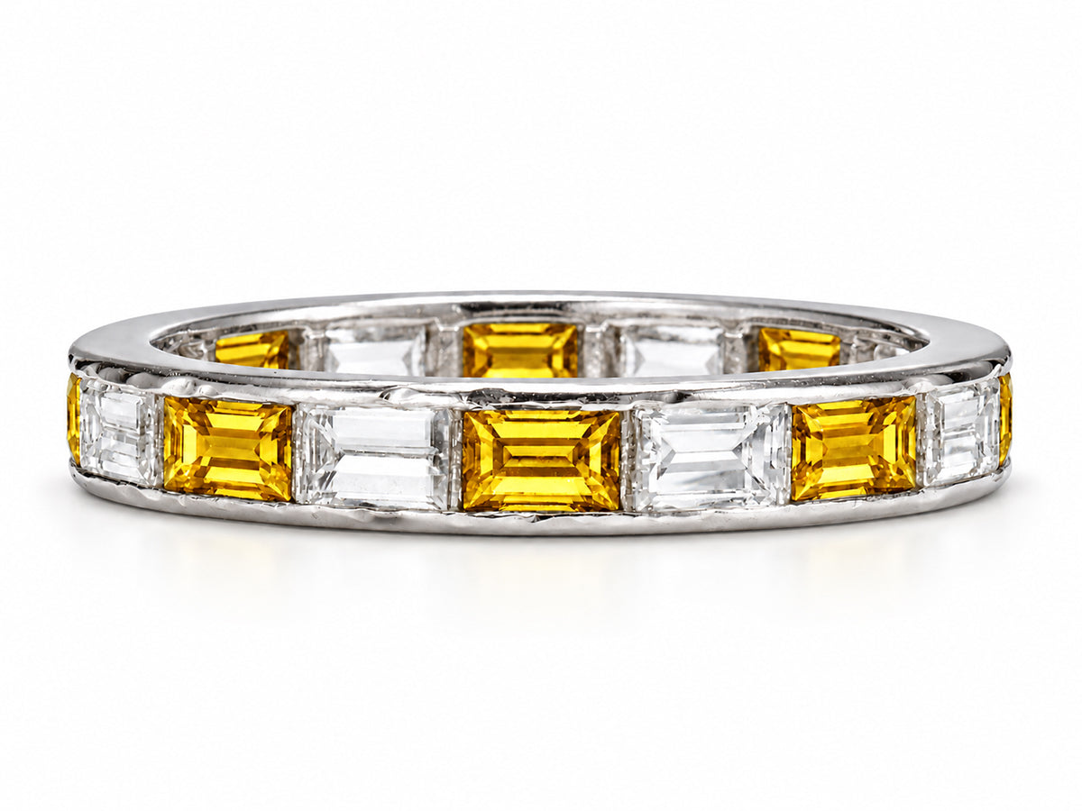 Custom made stackable diamond and yellow sapphire anniversary eternity rings 2026 9