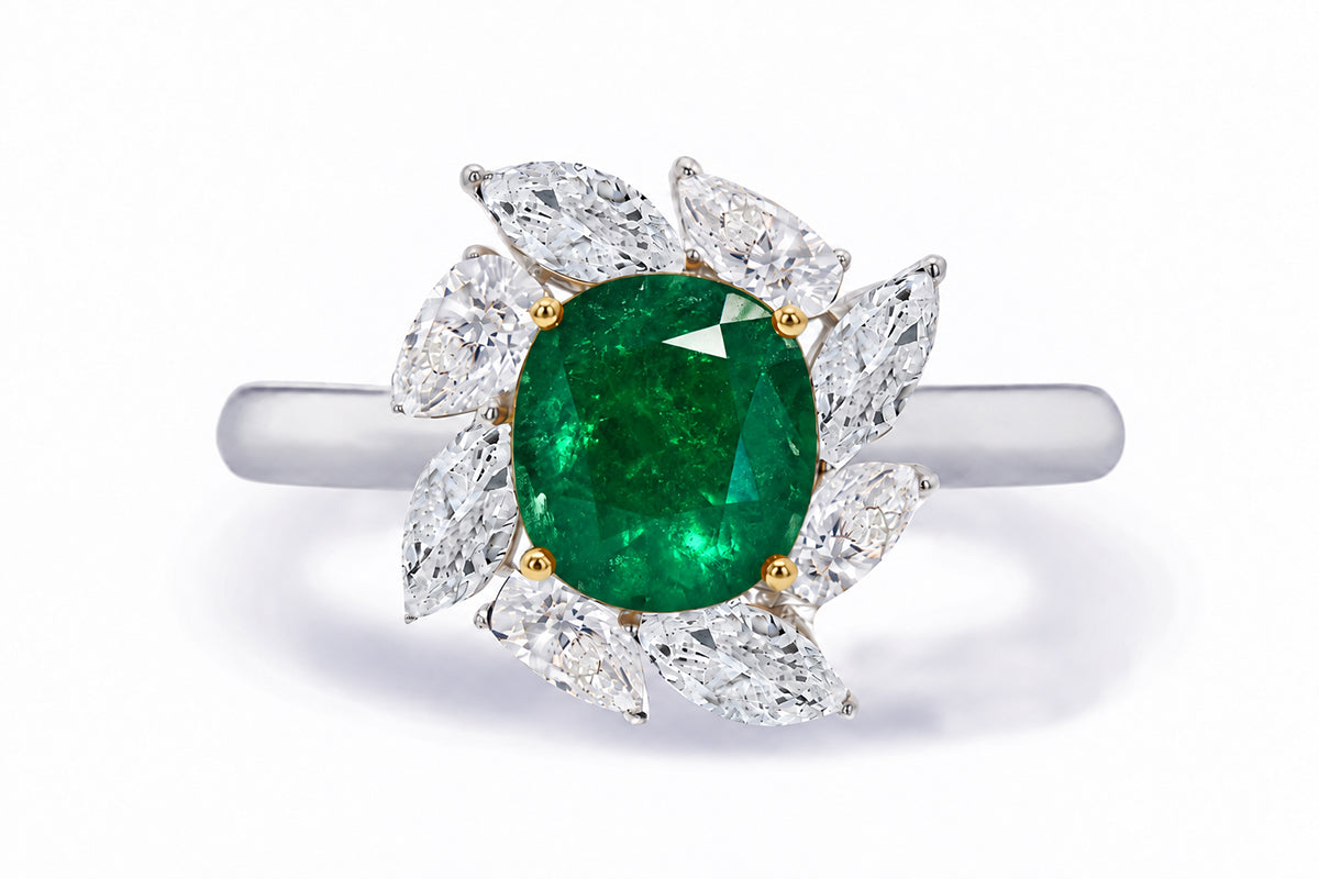 Custom made unique handcrafted non tradional diamond and emerald engagement rings 2026 1