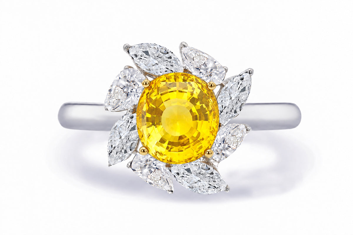 custom made unique handcrafted non tradional diamond and yellow sapphire engagement rings 2026 1