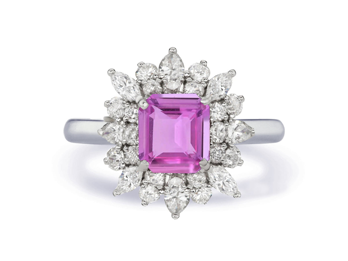 Custom made unique non traditional dream pink sapphire and diamond engagement rings 7