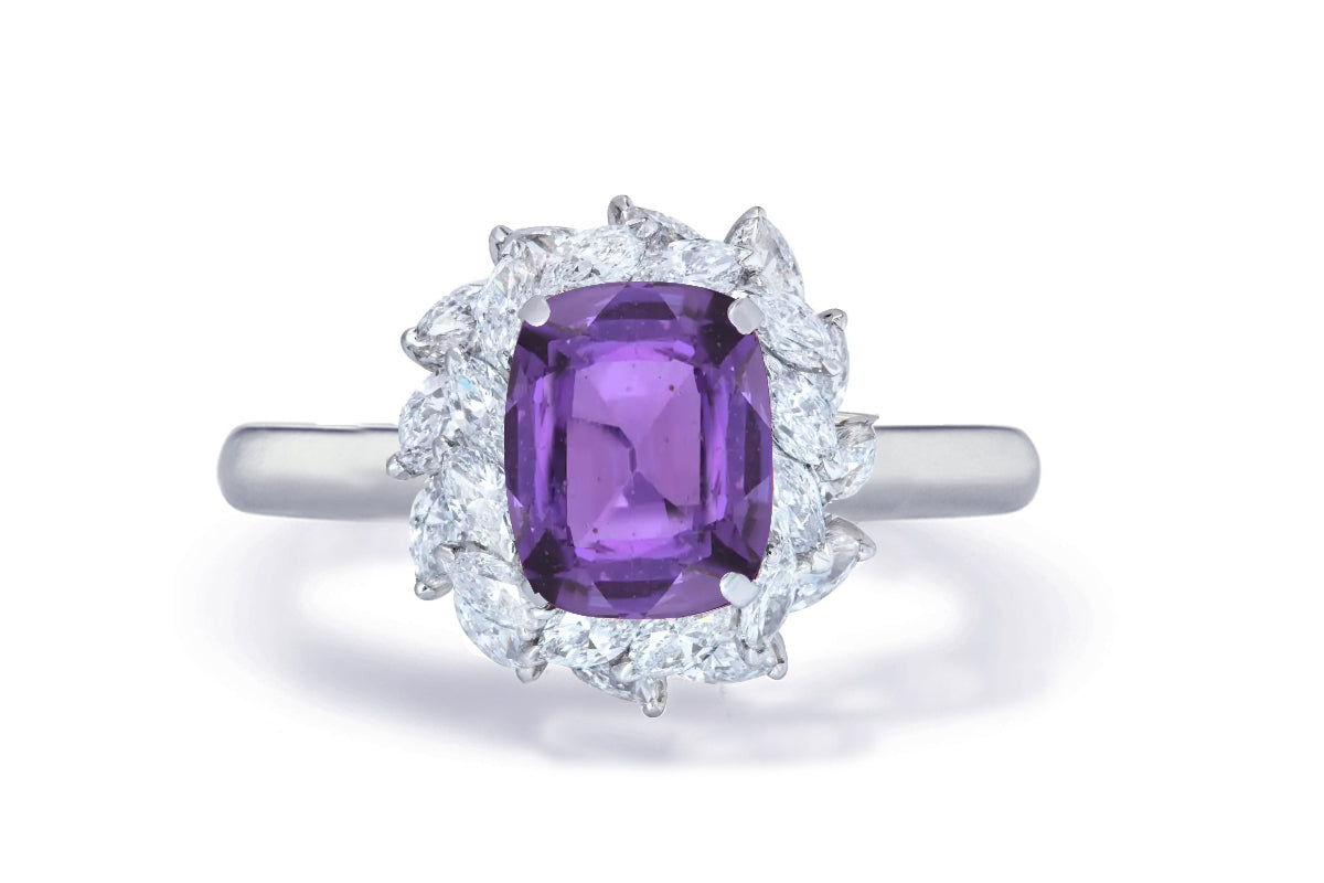 Custom made unique non traditional dream purple sapphire and diamond engagement rings 5