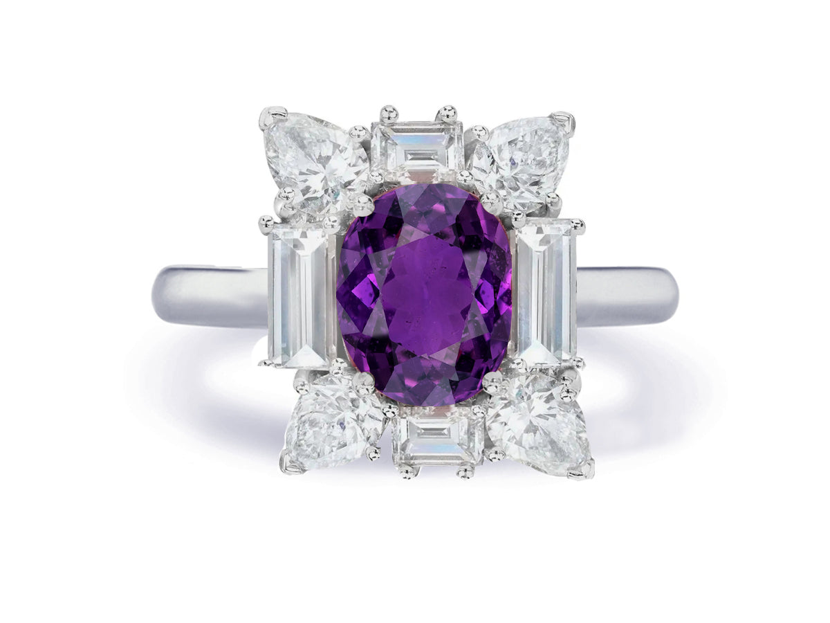 Custom made unique non traditional dream purple sapphire and diamond engagement rings 8