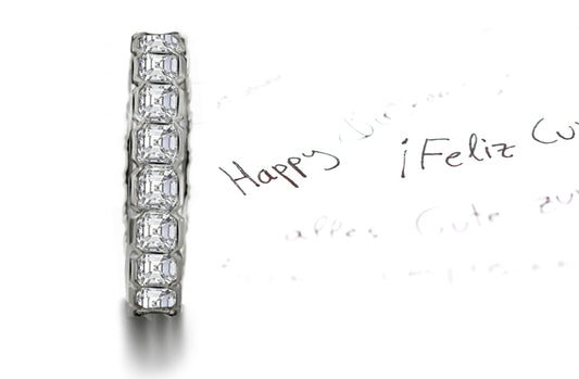 stackable eternity ring bezel set with asscher cut diamonds