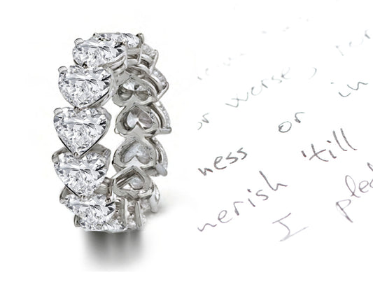 eternity ring prong set with heart diamonds