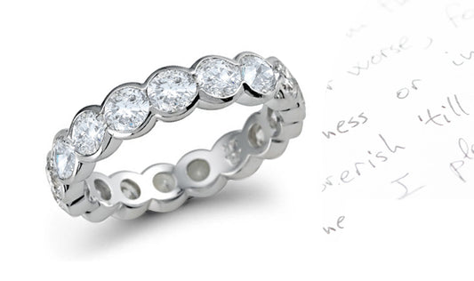 eternity ring half bezel set with round cut diamonds