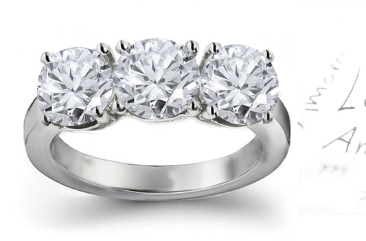 three stone round diamond engagement ring
