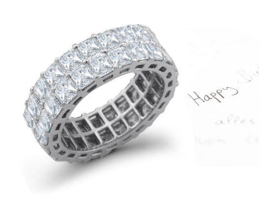eternity ring with two rows of princess cut diamonds