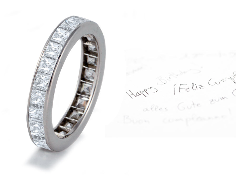 eternity band channel set with princess cut diamonds