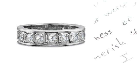 eternity ring bezel and channel set with asscher cut diamonds