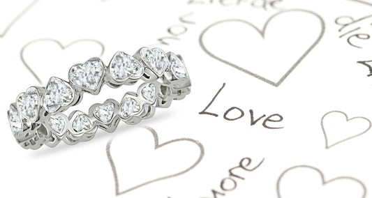eternity ring bezel set with heart diamonds