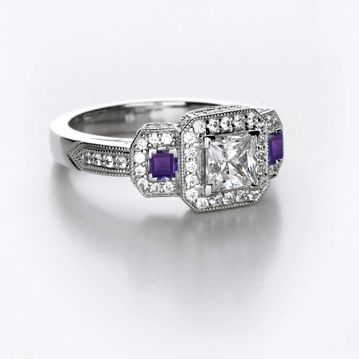 New 2026 106 custom made unique affordable purple sapphire diamond accents engagement rings