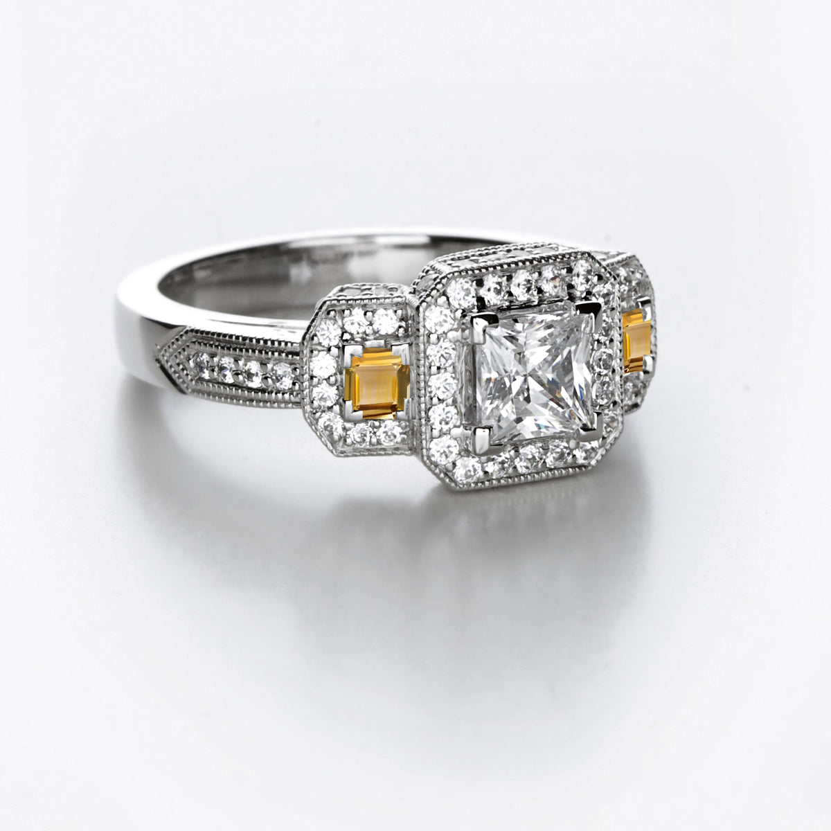 New 2026 106 custom made unique affordable yellow sapphire diamond accents engagement rings
