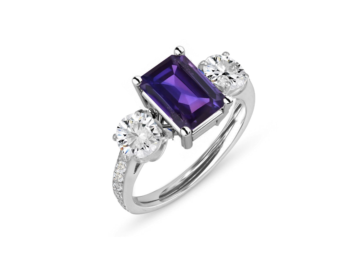 New 2026 154 custom made unique affordable purple sapphire diamond accents engagement rings