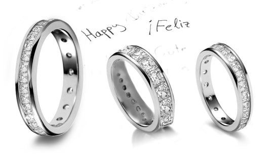 stackable eternity ring channel set with asscher cut diamonds