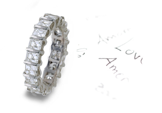 Stackable eternity ring with bar set asscher cut diamonds