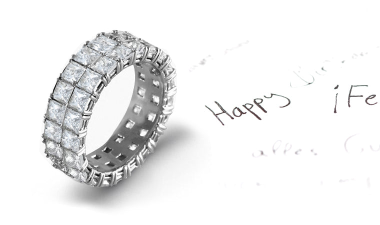 eternity rings 2 row with princess cut diamonds