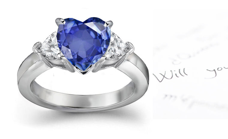 diamond heart blue heart sapphire three stone ring13